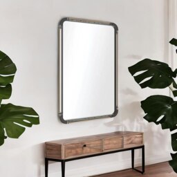 Rackhams Industrial Large Rectangular Wall  Mirror Black - thumbnail 6
