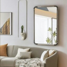 Rackhams Industrial Large Rectangular Wall  Mirror Black - thumbnail 3