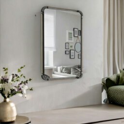 Rackhams Industrial Large Rectangular Wall  Mirror Black