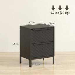 Rackhams Chest of Drawers, 2 Fabric Drawer Dresser, Aluminium Handles, Black - White - 2 - thumbnail 6