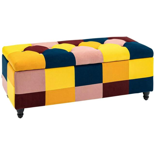 Rackhams Storage Ottoman, Storage Bench with Wood Legs, Footstool, Footrest with Velvet Surface for Bedroom, Hallway, Living Room, 114 x 47 x 47 cm - image 1