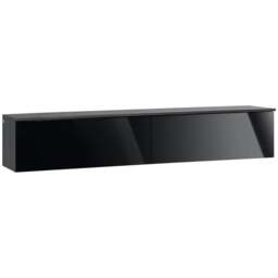 "Rackhams 160cm High Gloss Floating TV Unit Stand for TVs up to 70"", Wall Mounted TV Cabinet with Storage Cupboards, Grey and Black" - thumbnail 1