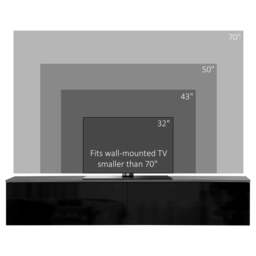 "Rackhams 160cm High Gloss Floating TV Unit Stand for TVs up to 70"", Wall Mounted TV Cabinet with Storage Cupboards, Grey and Black" - thumbnail 6