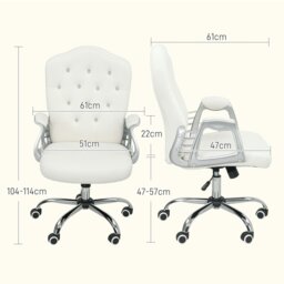 Rackhams Home Office Chair with Adjustable Height Tilt Function Cream White - Grey - Yes - Office Chair - thumbnail 6