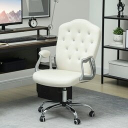 Rackhams Home Office Chair with Adjustable Height Tilt Function Cream White - Grey - Yes - Office Chair - thumbnail 2