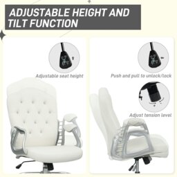 Rackhams Home Office Chair with Adjustable Height Tilt Function Cream White - Grey - Yes - Office Chair - thumbnail 5