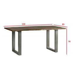 Rackhams Linden Live Edge Medium Sized Dining Table 1.5M Wood & Metal - Wood - 150x85x76 CM (LxDxH) - Dining Table - thumbnail 5