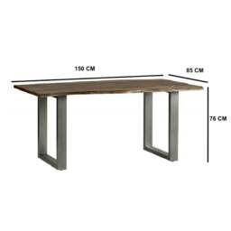 Rackhams Linden Live Edge Medium Sized Dining Table 1.5M Wood & Metal - Wood - 150x85x76 CM (LxDxH) - Dining Table - thumbnail 6