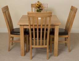 Rackhams Oslo 90 x 90cm Small Square Oak Dining Set with 4 Harvard Oak Chairs - 1 - Natural Oak - 4 chairs - thumbnail 2