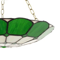 Rackhams Dark Emerald Green and Opal White Tiffany Glass Pendant Lighting Shade - thumbnail 3