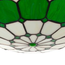 Rackhams Dark Emerald Green and Opal White Tiffany Glass Pendant Lighting Shade - thumbnail 4