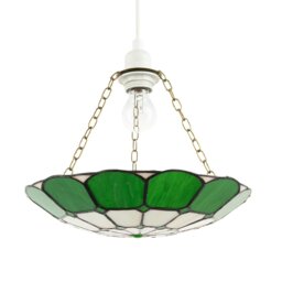 Rackhams Dark Emerald Green and Opal White Tiffany Glass Pendant Lighting Shade - thumbnail 1