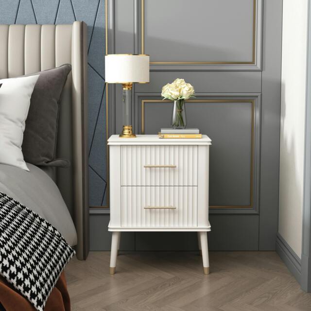 Rackhams Cozzano 2 Drawer  Bedside Table - White - image 1