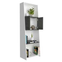 Rackhams Dallas 4-Shelf Bookcase with Cabinet - White - thumbnail 2