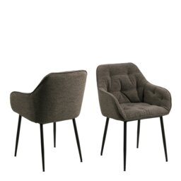 Rackhams Brooke Dining Chair with Armrest in Taupe Set of 2 - 1