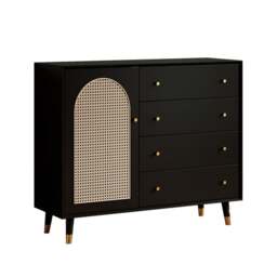 Rackhams Raphael Rattan Sideboard, Black & Dark Brown - Dark Brown - 120cm - thumbnail 3