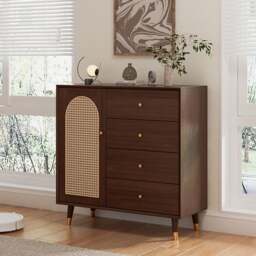 Rackhams Raphael Rattan Sideboard, Black & Dark Brown - Dark Brown - 120cm - thumbnail 5