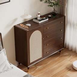 Rackhams Raphael Rattan Sideboard, Black & Dark Brown - Dark Brown - 120cm - thumbnail 4