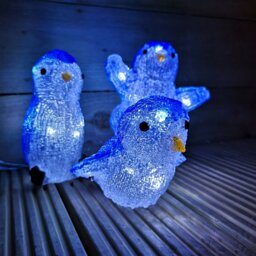 Rackhams 23cm Set of 3 Acrylic Ice White LED Penguins Indoor Outdoor Christmas Decoration - thumbnail 4