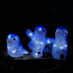 Rackhams 23cm Set of 3 Acrylic Ice White LED Penguins Indoor Outdoor Christmas Decoration - thumbnail 3