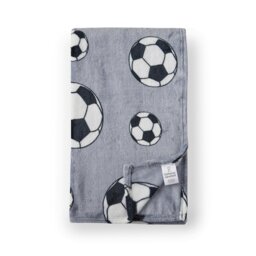 Rackhams Cosy Football Fleece Blanket Throw - Grey - thumbnail 4