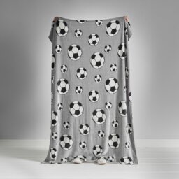 Rackhams Cosy Football Fleece Blanket Throw - Grey - thumbnail 3