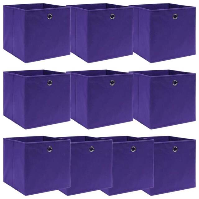 Rackhams Storage Boxes 10 pcs Purple 32x32x32 cm Fabric - image 1