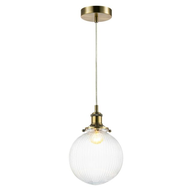 Rackhams Traditional Vintage Lantern Pendant Light in Antique Brass with Glass Shade - image 1