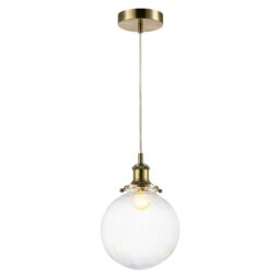 Rackhams Traditional Vintage Lantern Pendant Light in Antique Brass with Glass Shade - thumbnail 1