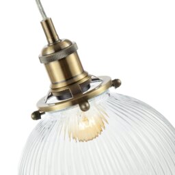 Rackhams Traditional Vintage Lantern Pendant Light in Antique Brass with Glass Shade - thumbnail 4