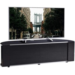 Rackhams Sirius 1600 TV Cabinet Gloss Black Stand with BEAMTHRU Remote-Friendly Glass Door, Cable Management for LED, LCD & Plasma TVs up to 70”