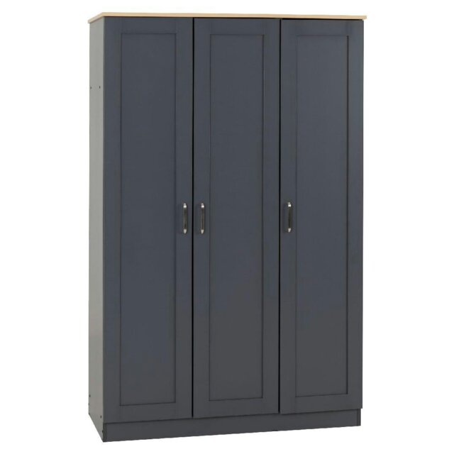 Rackhams Portland 3 Door Triple Wardrobe - Grey and Oak - image 1