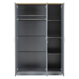 Rackhams Portland 3 Door Triple Wardrobe - Grey and Oak - thumbnail 3