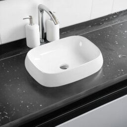 Rackhams 7819 Ceramic Domed Oblong Countertop Basin - White - Ceramic - One Size - thumbnail 1