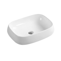 Rackhams 7819 Ceramic Domed Oblong Countertop Basin - White - Ceramic - One Size - thumbnail 2