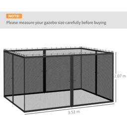 Rackhams 352 x 207cm Universal Replacement Gazebo Mesh Netting Screen Walls - thumbnail 3