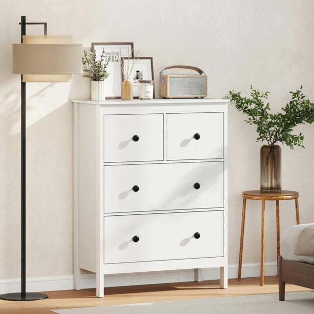 Rackhams Modern Chest of Drawers, 4 Drawer Dresser for Bedroom, White - 97 - image 1