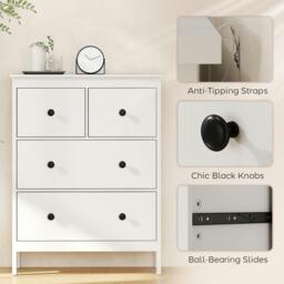 Rackhams Modern Chest of Drawers, 4 Drawer Dresser for Bedroom, White - 97 - thumbnail 5