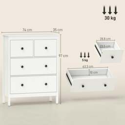 Rackhams Modern Chest of Drawers, 4 Drawer Dresser for Bedroom, White - 97 - thumbnail 3