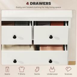 Rackhams Modern Chest of Drawers, 4 Drawer Dresser for Bedroom, White - 97 - thumbnail 4