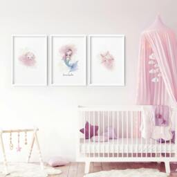 Rackhams Mermaid Decorations Bedroom - Set of 3 wall art prints - A2 16.54 x 23.39 in / 42 x 59.4 cm - Matte Museum Quality Art Paper 290 gsm - White Frame - thumbnail 5