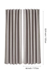 Rackhams 2 Panels Beige Faux Linen Back Tab or Rod Pocket Blackout Curtains for Bedroom, Living Room , 117cm W x 137cm H - Beige - thumbnail 6