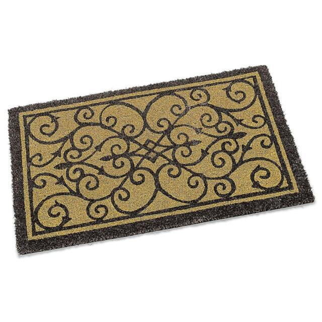 Rackhams Doormat, Rubber-Backed, Scrollwork Border Pattern, Decor