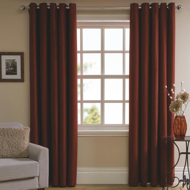 Rackhams Herringbone Eyelet Lined Curtain - Red - image 1