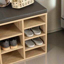 Rackhams Industrial Shoe Storage Bench With Cushion Seat With 14 Compartments - thumbnail 6