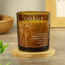 Rackhams Personalised February Birth Flower Amber Glass Candle - thumbnail 2