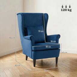 Rackhams Wingback Chair, Modern Accent Chair for Living Room Bedroom, Blue - thumbnail 3