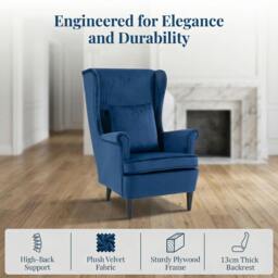 Rackhams Wingback Chair, Modern Accent Chair for Living Room Bedroom, Blue - thumbnail 4