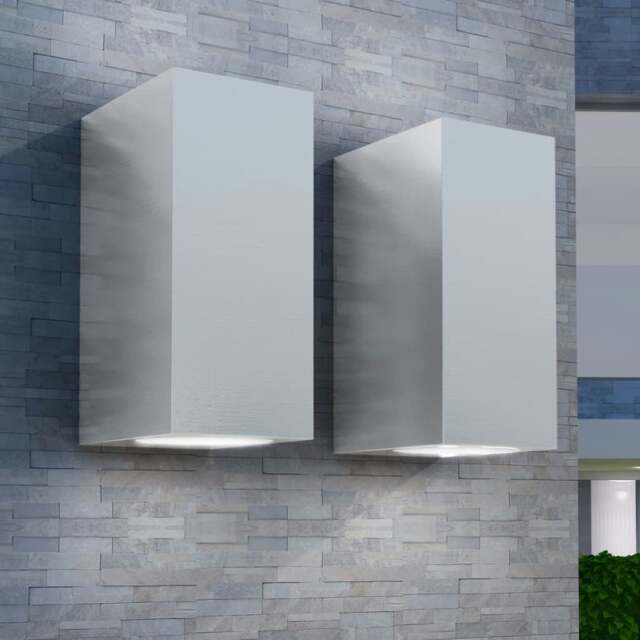 Rackhams Outdoor LED Wall Lights 2 pcs Square Up/Downwards