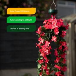 Rackhams Solar Hanging Lights – Pink Primrose Flower 30 LED Garden Lights - thumbnail 5